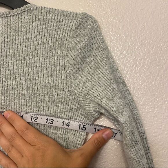 OshKosh gray cozy knit ribbed crew neck long sleeve sweater dress floral 14 - Picture 6 of 9